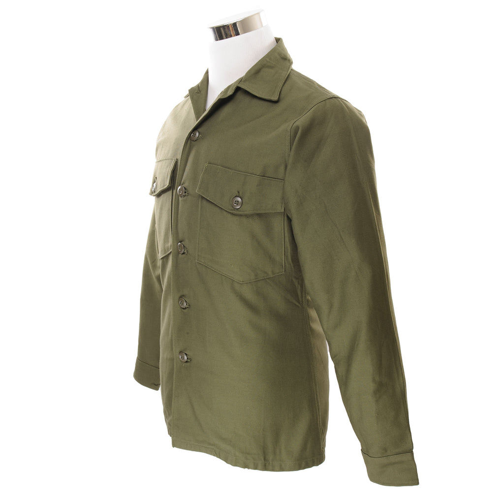 Vintage US Army Cotton Sateen Utility Shirt P-64 P64 Vietnam War 1973 Size 14 1/2 X 33 Deadstock Nos  DSA-100-67-C-0351  8405-781-8946