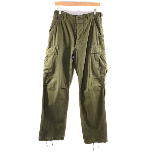 Vintage US Army Tropical Combat Trousers Pants 5Th Pattern With Wind Resistant Cotton Poplin 1967 Size W30 L31.