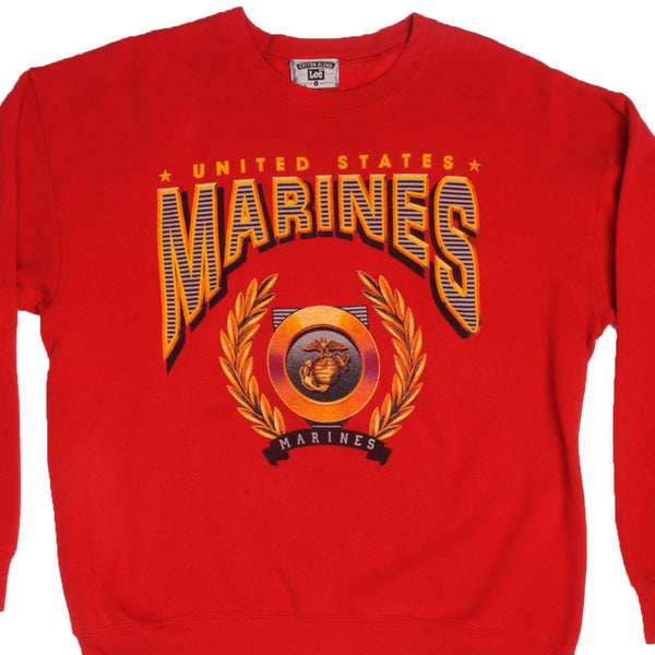 Vintage Red United States Marines Sweatshirt Size Large 1990S Made In USA