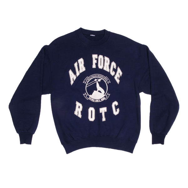 Vintage Blue USAF Air Force ROTC Wolfpack Warrior NCSU DET. 595 Sweatshirt 1980s Size Large