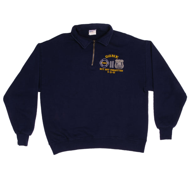 Vintage 9-11-01 Gone But Not Forgotten NYPD FDNY Sweatshirt Crewneck 1992 Size Large. 