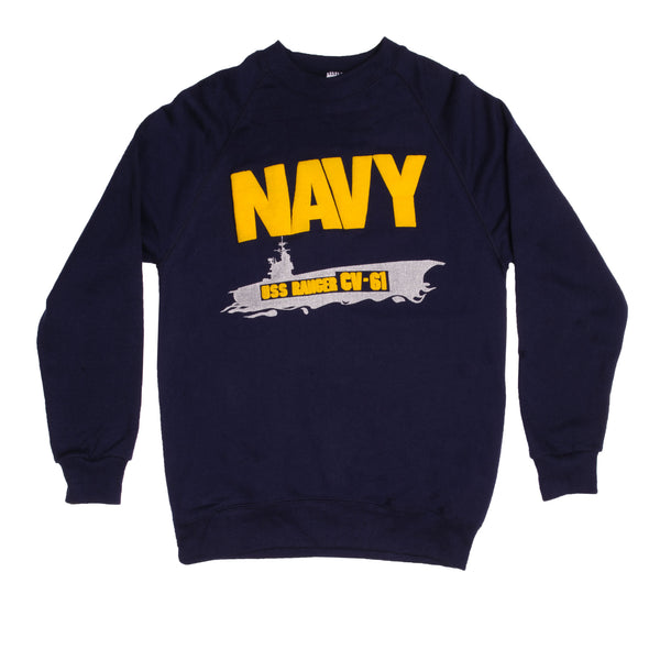 Vintage USN US Navy Uss Ranger CV-61 Sweatshirt Crewneck 1990s Size Large. Made In USA.