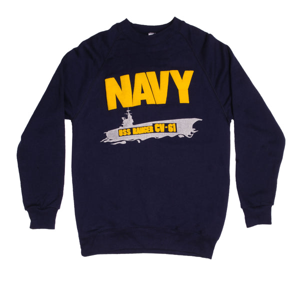 Vintage USN US Navy Uss Ranger CV-61 Sweatshirt Crewneck 1990s Size Large. Made In USA.