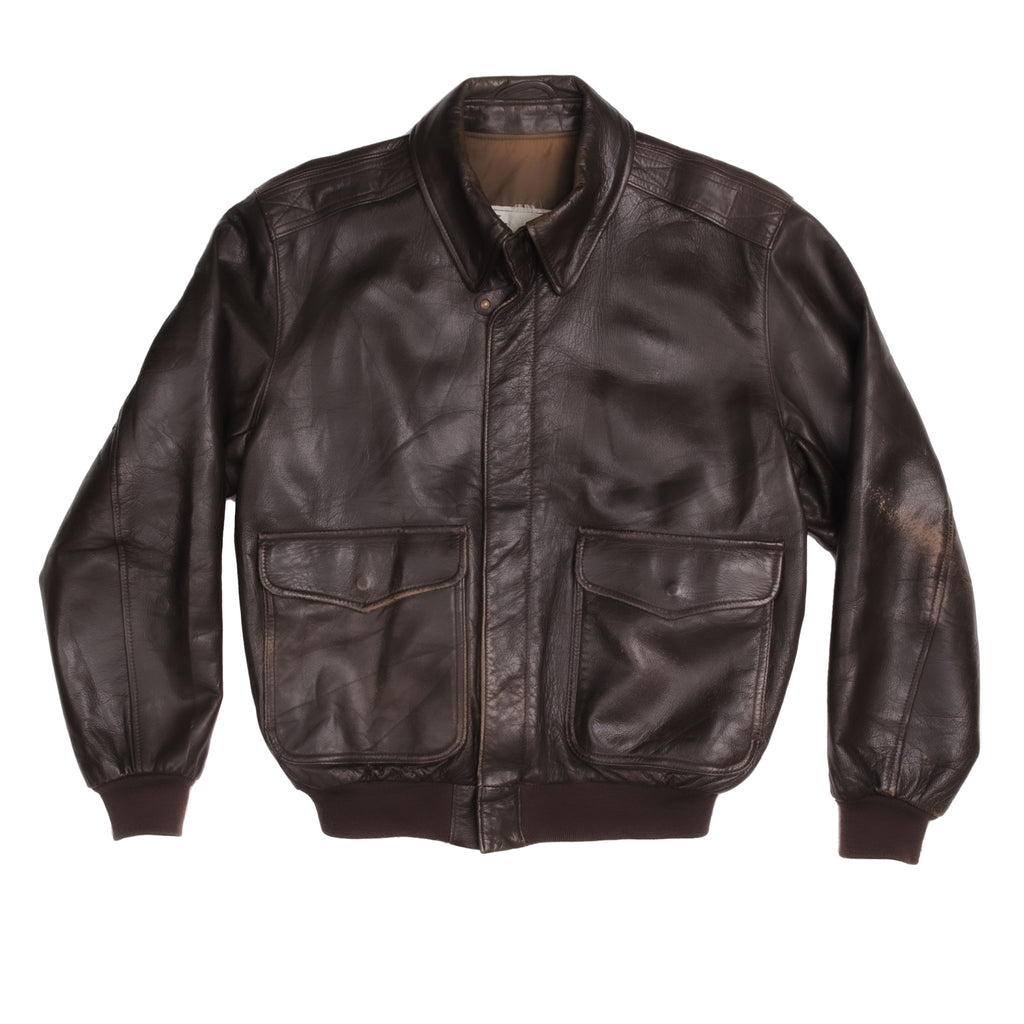 Vintage US Army Leather L.L.Bean Flight Jacket 1970s 1980s Size M