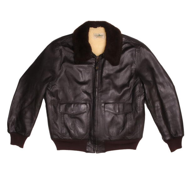 Vintage US Army Leather L.L.Bean Flight Jacket 1970s 1980s Size 44