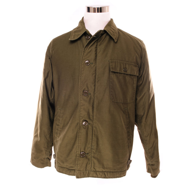 Vintage USN A2 Deck Jacket 1981 Size Medium Stenciled DTNSRDC PW & I DIR. 409.  David Taylor Naval Ship Research and Development Center (DTNSRDC)  8415-00-753-5612  DLA100-81-C-3092