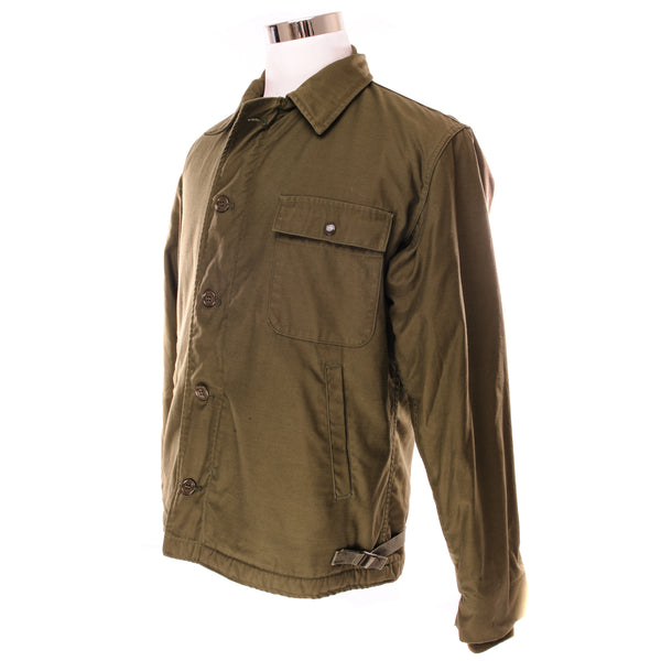 Vintage USN A2 Deck Jacket 1981 Size Medium Stenciled DTNSRDC PW & I DIR. 409.  David Taylor Naval Ship Research and Development Center (DTNSRDC)  8415-00-753-5612  DLA100-81-C-3092