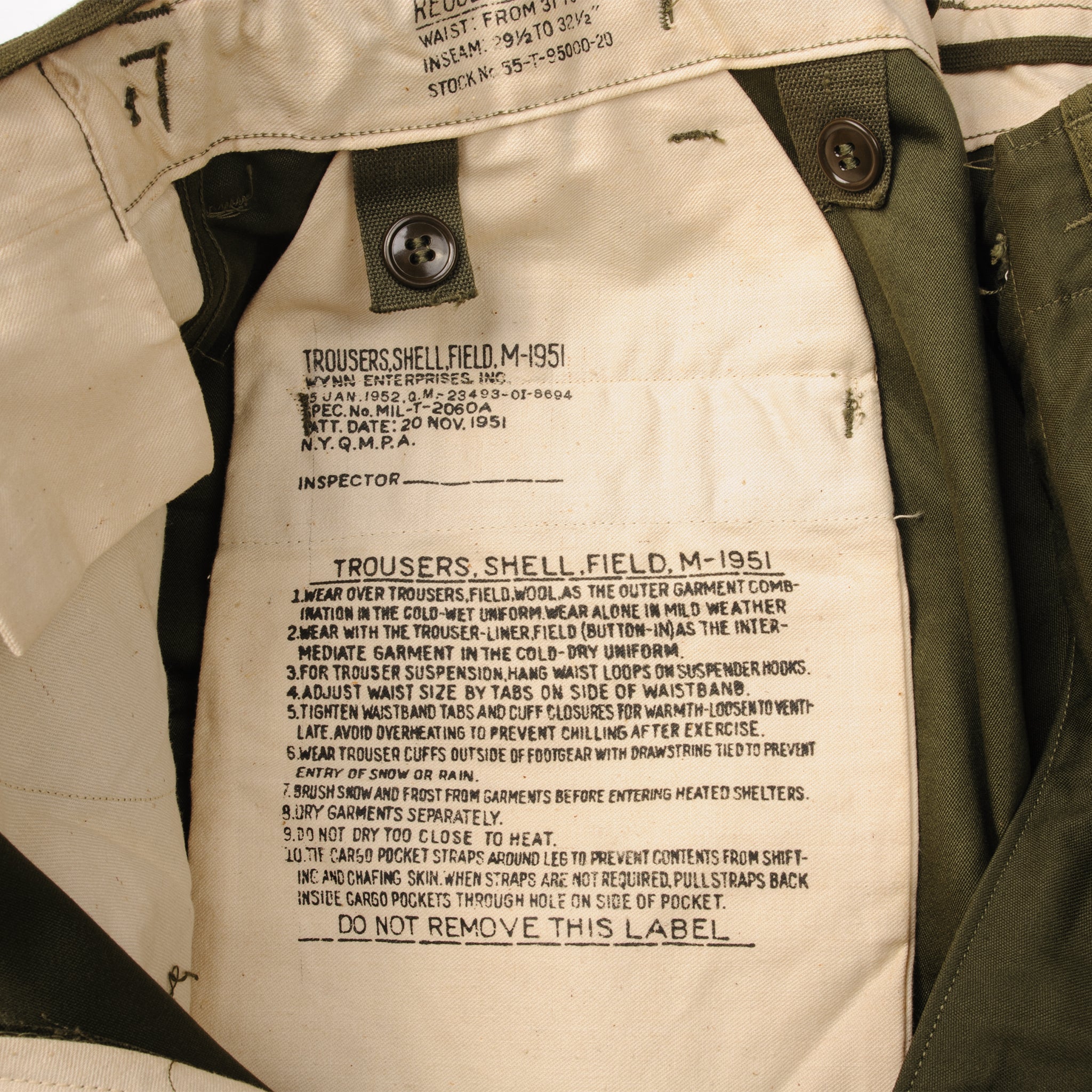 VINTAGE US ARMY M-1951 M51 FIELD TROUSERS PANTS 1952 KOREAN