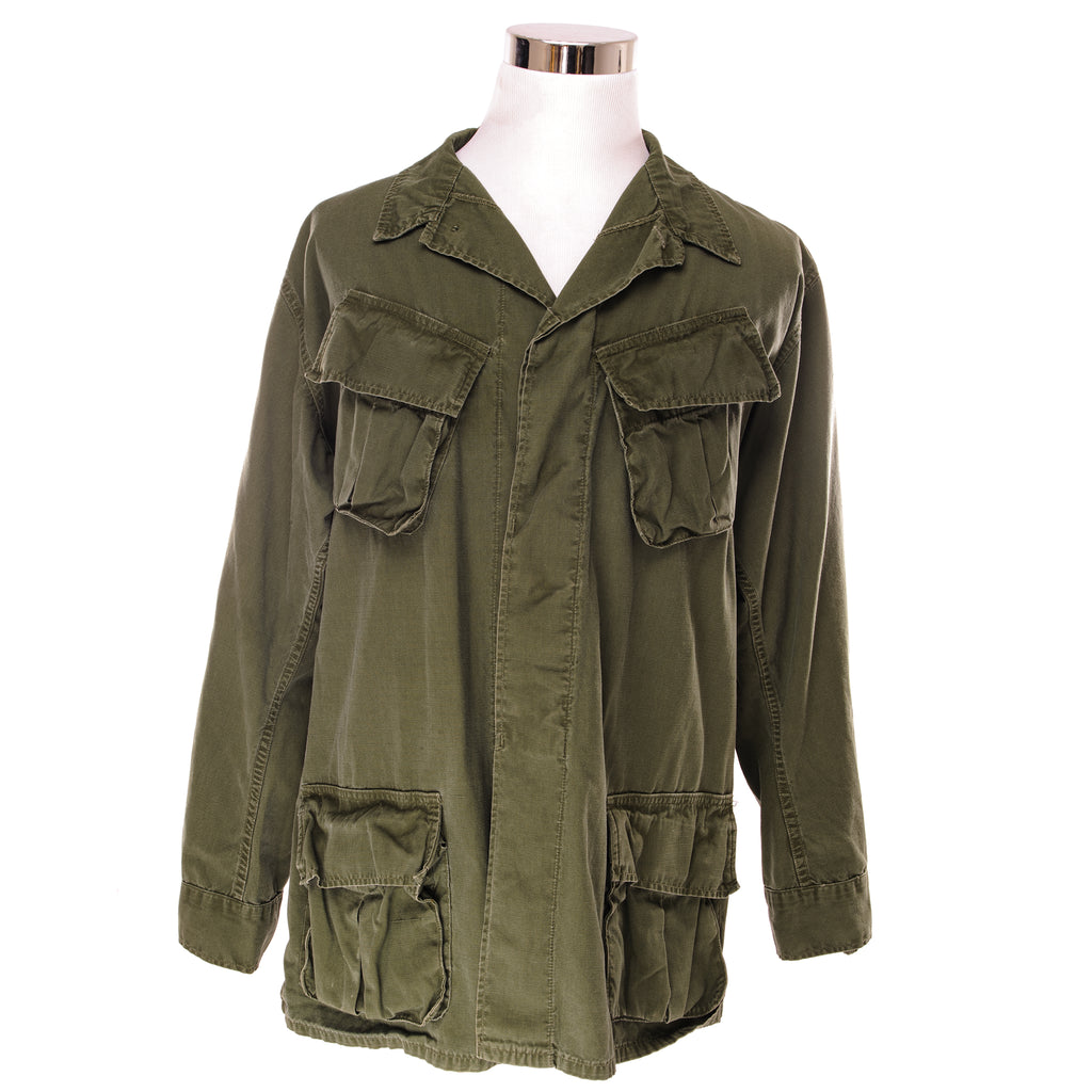 VINTAGE US ARMY TROPICAL COMBAT JACKET 4TH PATTERN 1968 VIETNAM WAR SIZE LARGE LONG