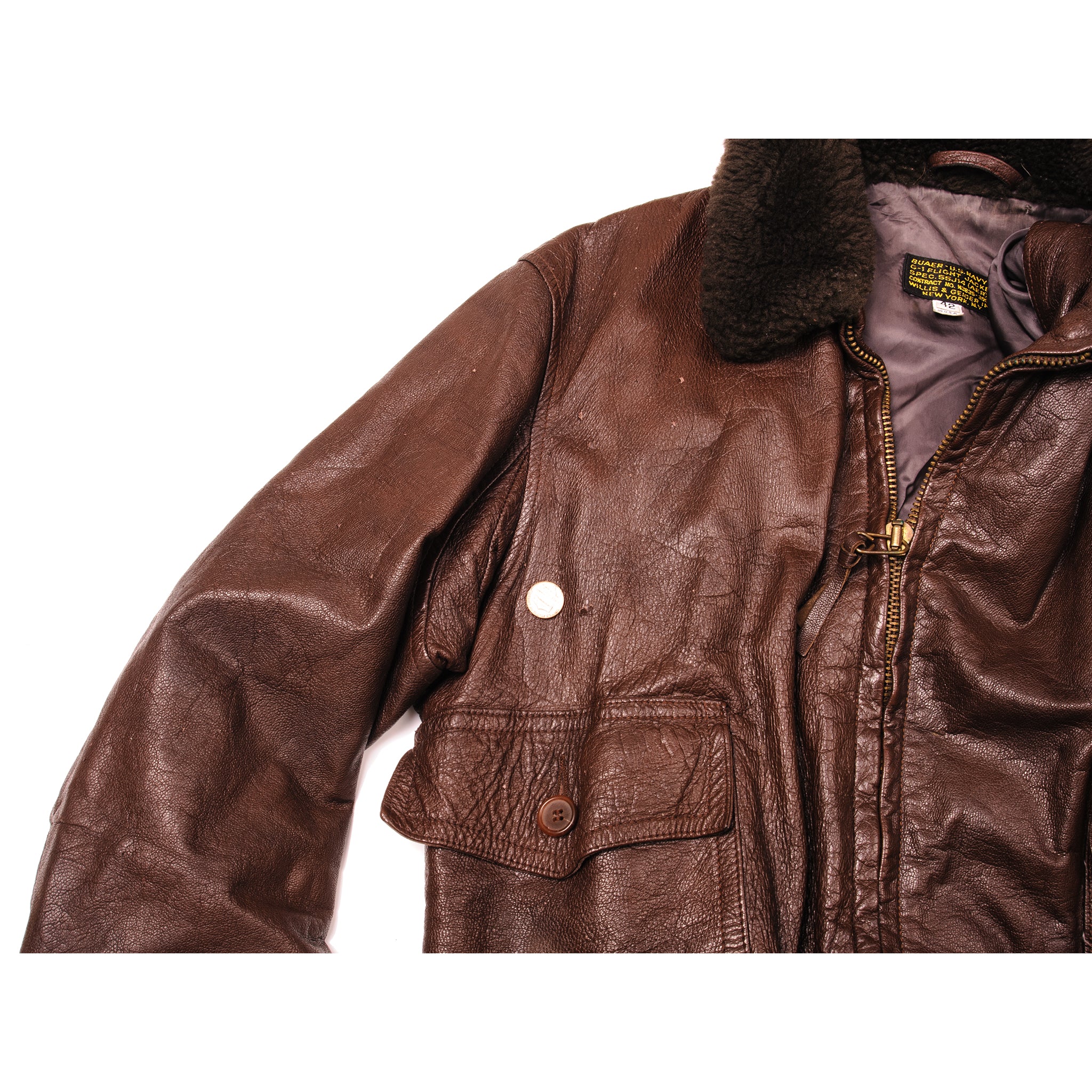 VINTAGE US NAVY G-1 G1 FLIGHT JACKET SIZE 42 55J14 (AER) – Rare Gear USA