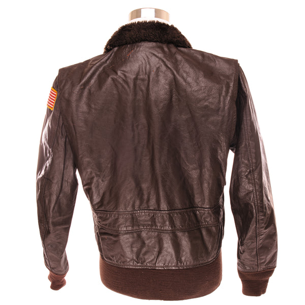 Vintage US Navy G-1 G1 Flyer's Intermediate Leather Jacket 1986 Size 42.  MIL-J-76235(AS)  Stock No. 8415-00-268-7800  DLA100-86-C-0481