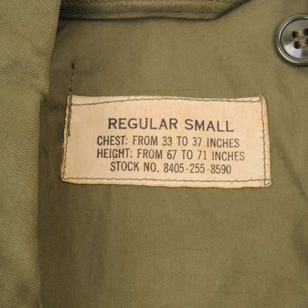 Vintage Us Army Field Jacket M-1951 M51 Vietnam War Size Small Regular  STOCK NO. 8405-255-8590