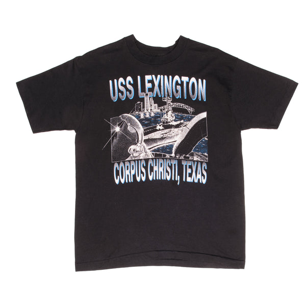 VINTAGE USS LEXINGTON CORPUS CHRISTI TEXAS TEE SHIRT 1990s LARGE MADE USA