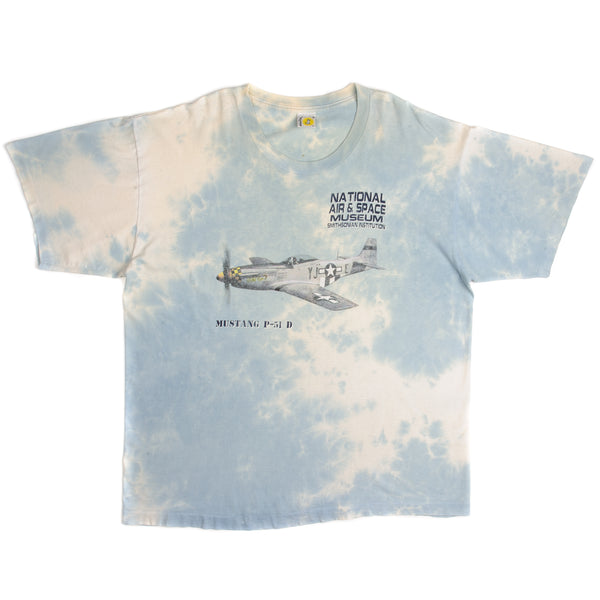 Vintage Tie-Dye National Air & Space Museum Smithsonian Institution Mustang P-51 D Tee Shirt Size XL Made In USA.