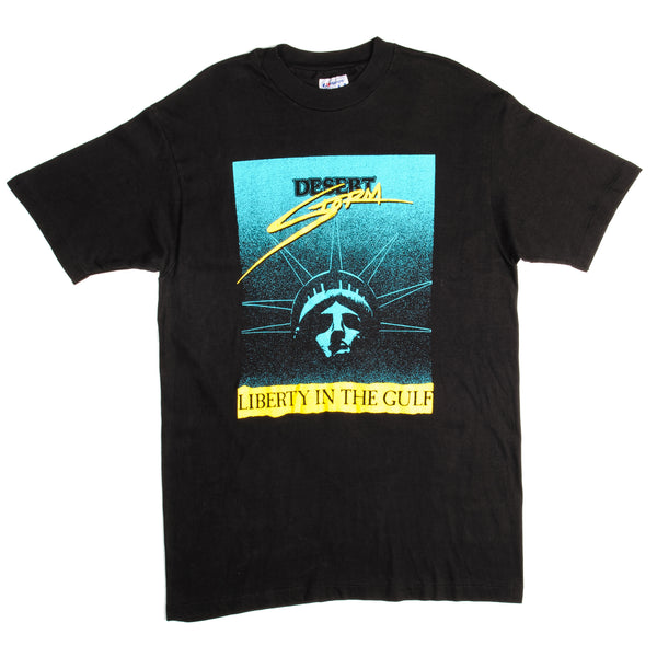 Vintage Desert Storm Liberty In The Gulf Tee Shirt Size Medium Made In USA. BLACK