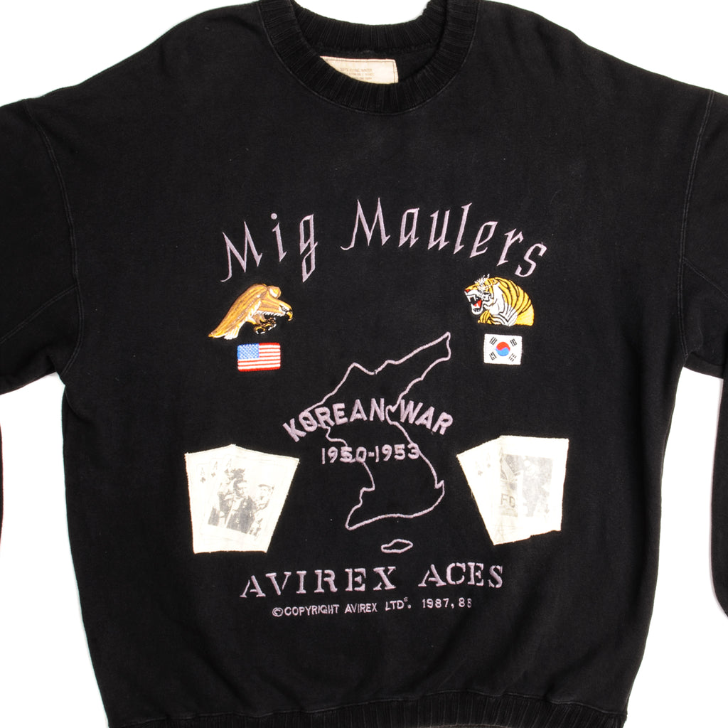 VINTAGE MIG MAULERS KOREAN WAR AVIREX ACES SWEATSHIRT 1988 SIZE MEDIUM