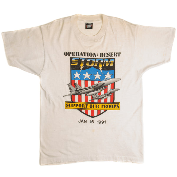 Vintage Operation : Desert Storm Support Our Troops Tee Shirt 1991 Size Medium Made In USA.