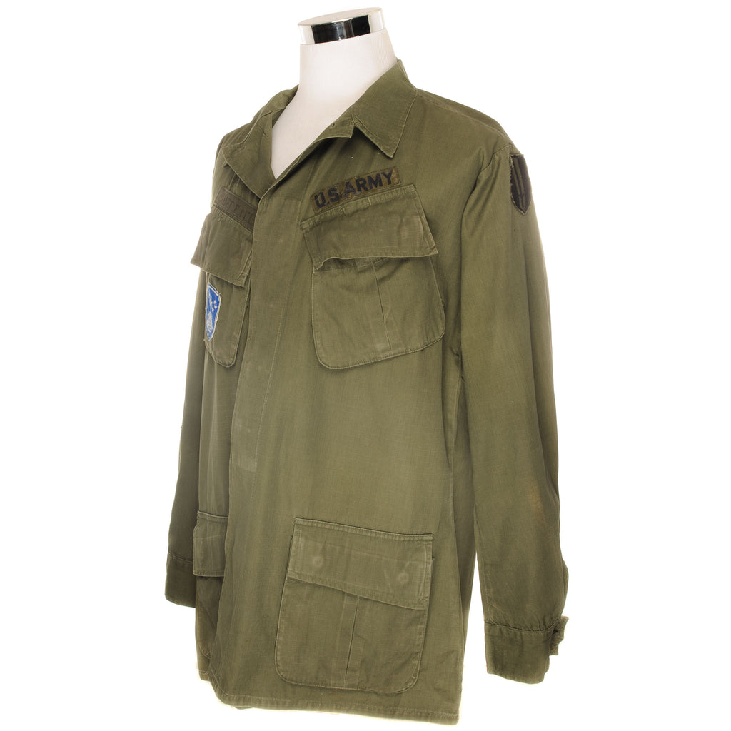 VINTAGE US ARMY TROPICAL COMBAT JACKET 4TH PATTERN 1968 VIETNAM WAR SIZE LARGE LONG