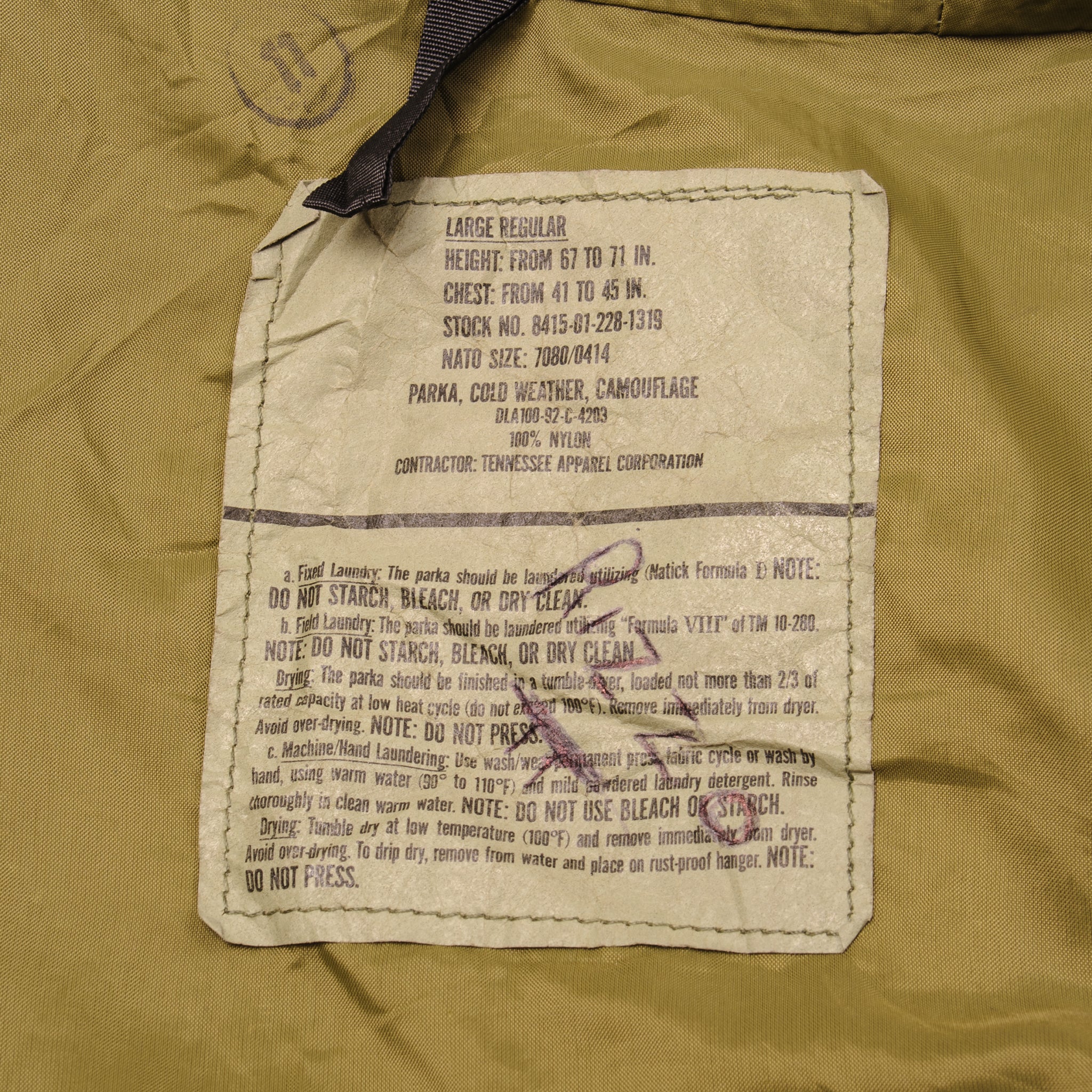 VINTAGE USAF ECWCS PARKA 1992 SIZE LARGE REGULAR GORE TEX