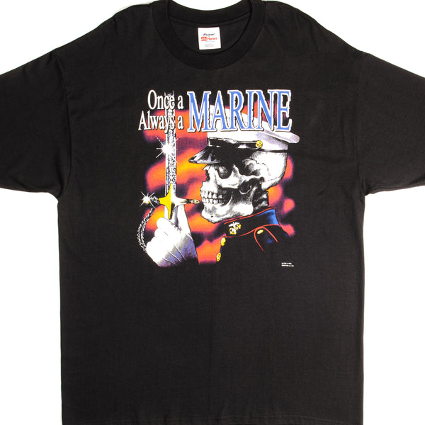 Vintage USMC Once a Marine Always a Marine Hanes T-Shirt size XL 1990s