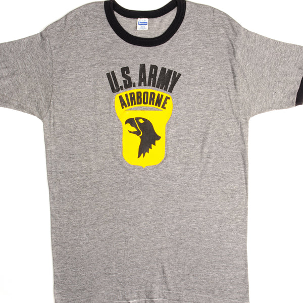 VINTAGE US ARMY AIRBORNE TEE SHIRT 1970s SIZE LARGE MADE IN USA