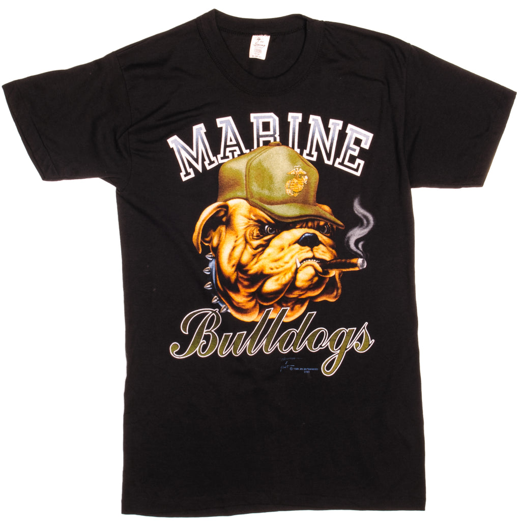 Vintage US Marine Bulldogs Tee Swing Tee Shirt 1989 Size Small Made In USA With Single Stitch Sleeves.