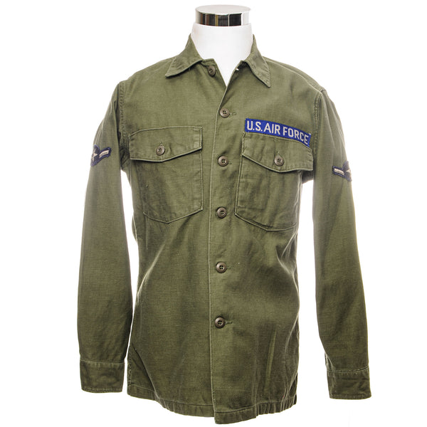 USAF US AIR FORCE UTILITY SHIRT P64 1970'S VIETNAM WAR AIRMAN PATCH SIZE 15 1/2 X 33
