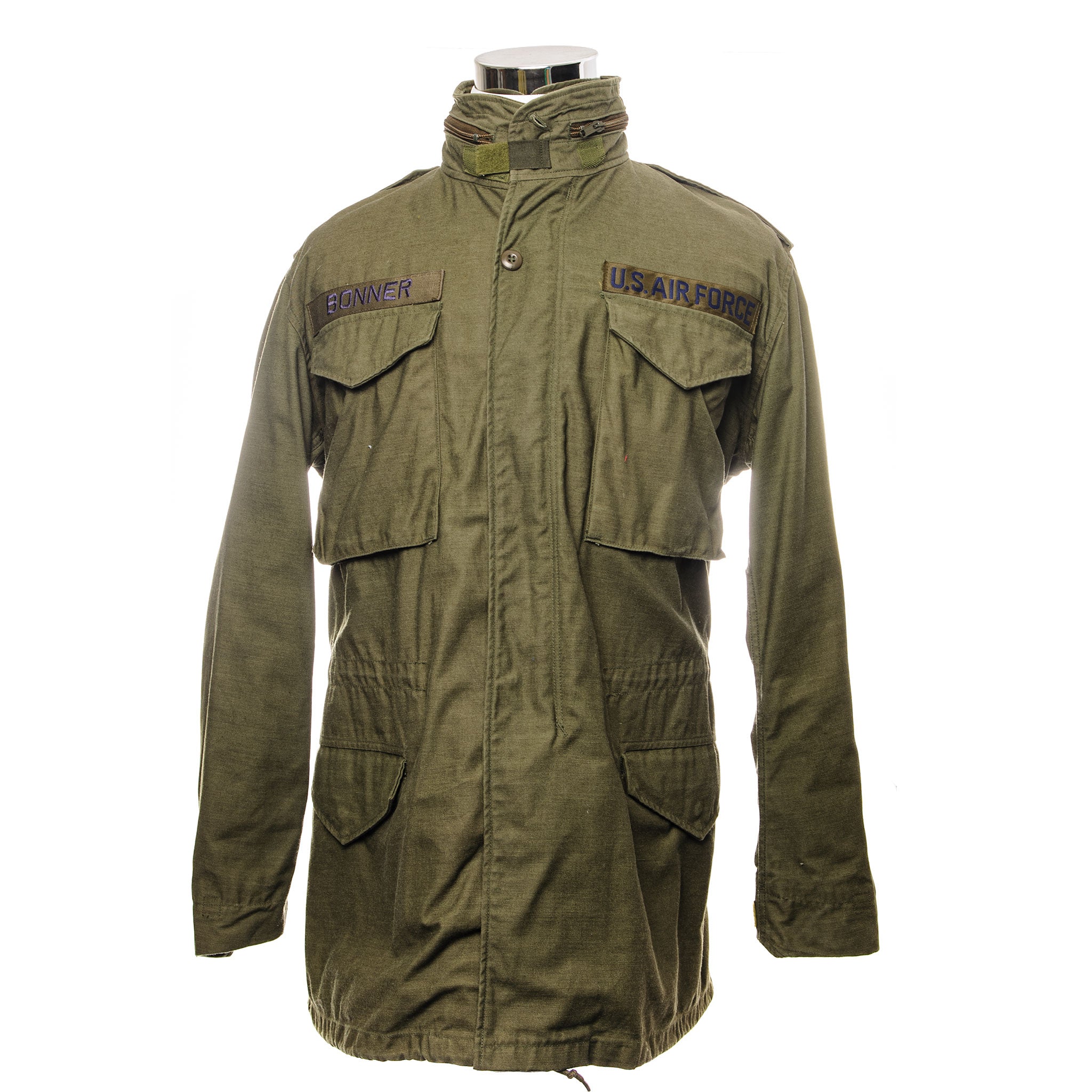 VINTAGE USAF US AIR FORCE M-1965 M65 FIELD JACKET PATCHED 1986